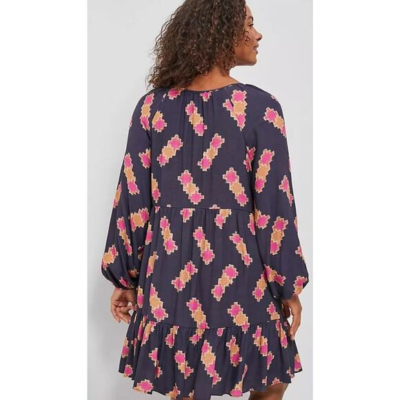 Anthropologie Candy Crush Puffed Long Sleeve Tiered‎ Mini Dress Size Medium - Picture 6 of 16